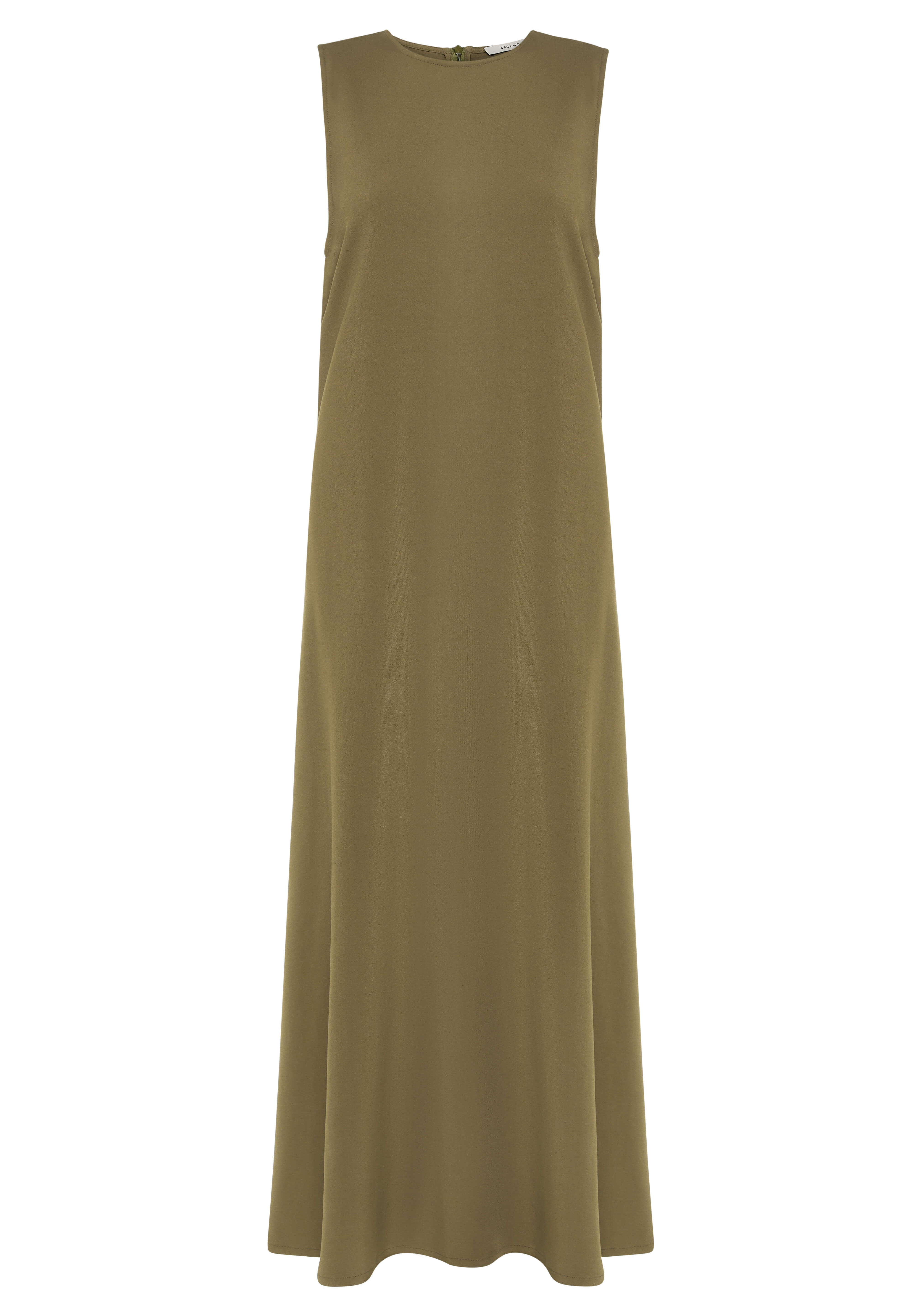 Tallin Khaki Viscose Crepe Dress