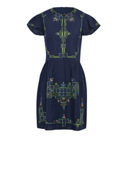 Kharlie Cotton Linen Dress - Navy