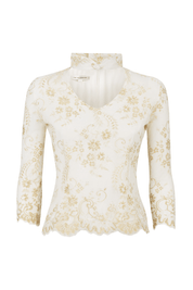 SKYLENCE - Mandarin Lace Top White - SAMPLE SALE LONDON 