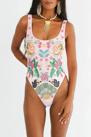 Oceanus Rainforest hand-beaded swimsuit