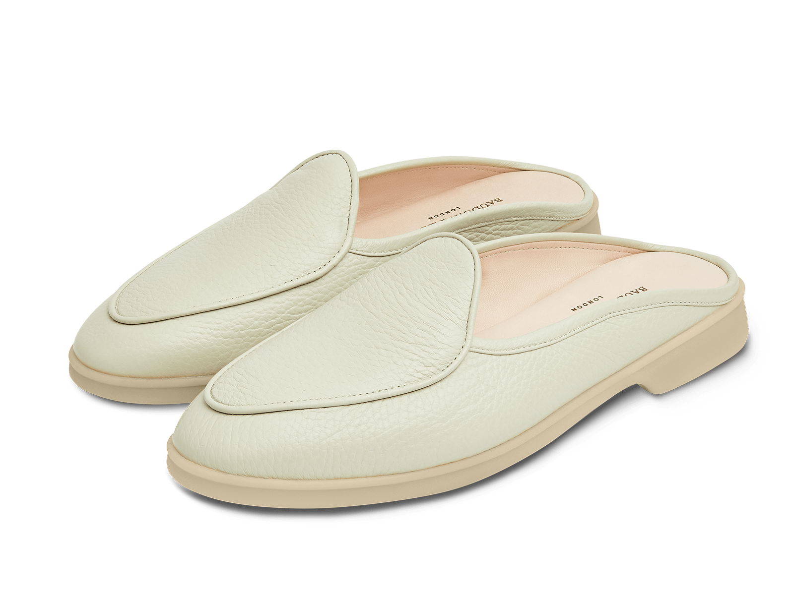 Stride Mule Loafers in Pistachio Deerskin Natural Sole