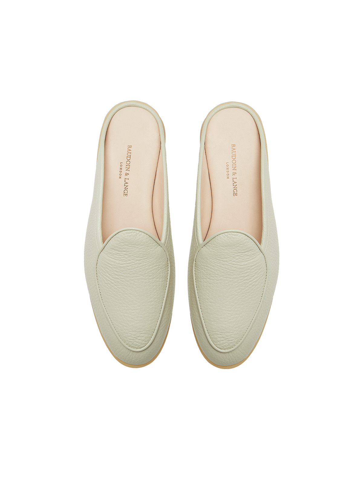 Stride Mule Loafers in Pistachio Deerskin Natural Sole