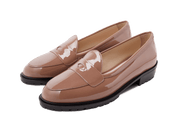 Sagan Ginkgo Loafers in Marron Rose Patent with Rubber Sole