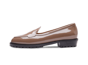 Sagan Ginkgo Loafers in Marron Rose Patent with Rubber Sole