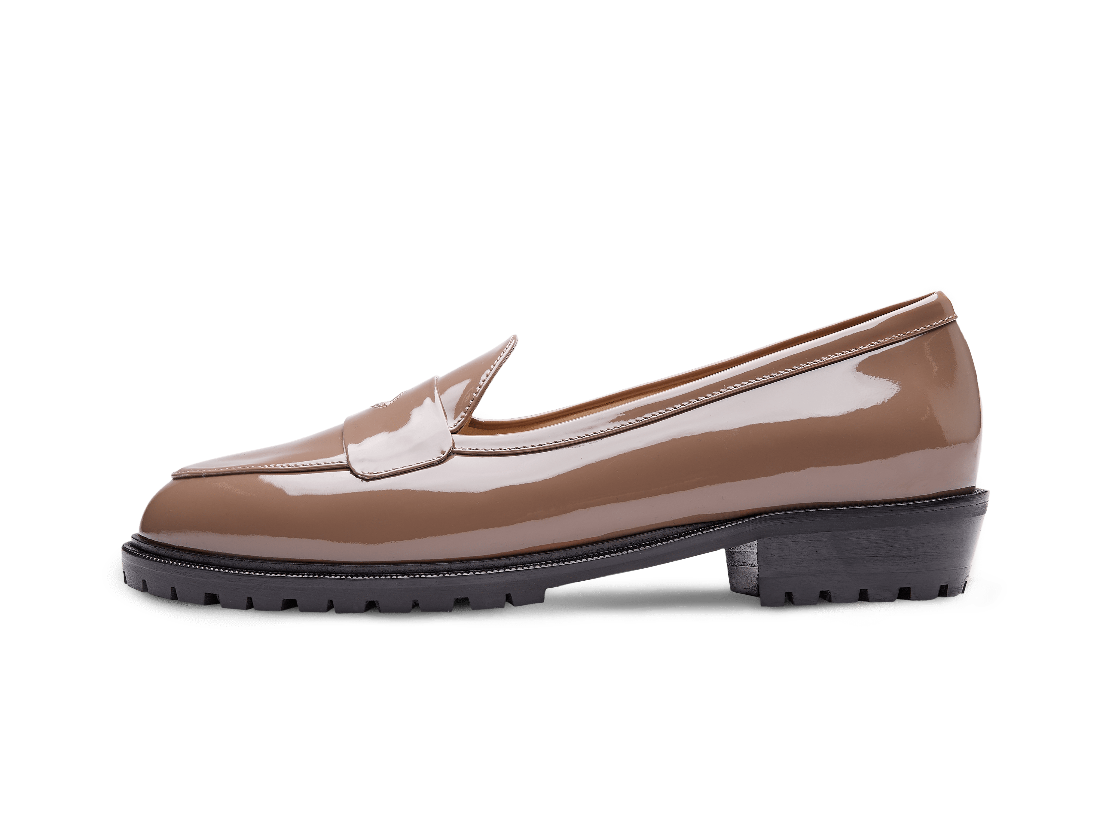 Sagan Ginkgo Loafers in Marron Rose Patent with Rubber Sole