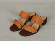 Plume Hi Sandal in Orange Matt Calf and Copper Translucent Kidskin