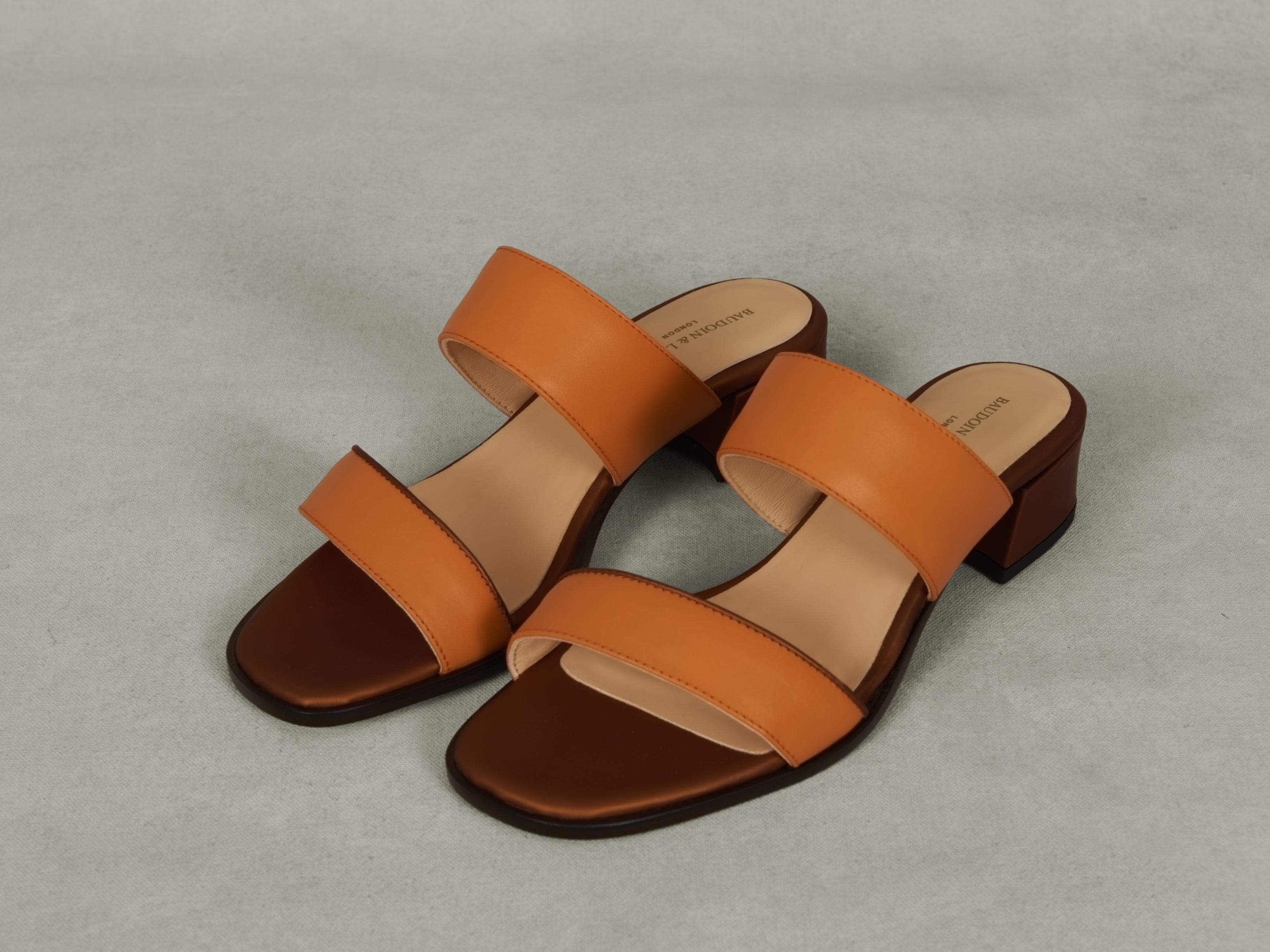 Plume Hi Sandal in Orange Matt Calf and Copper Translucent Kidskin