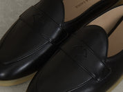 Stride Penny Mule Loafers in Black Milled Calf