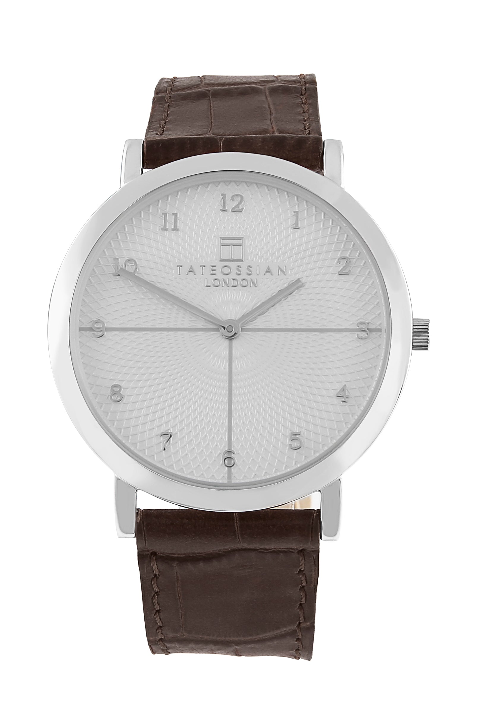 Rotondo Guilloché Ultra Slim watch with black Italian leather and stainless steel