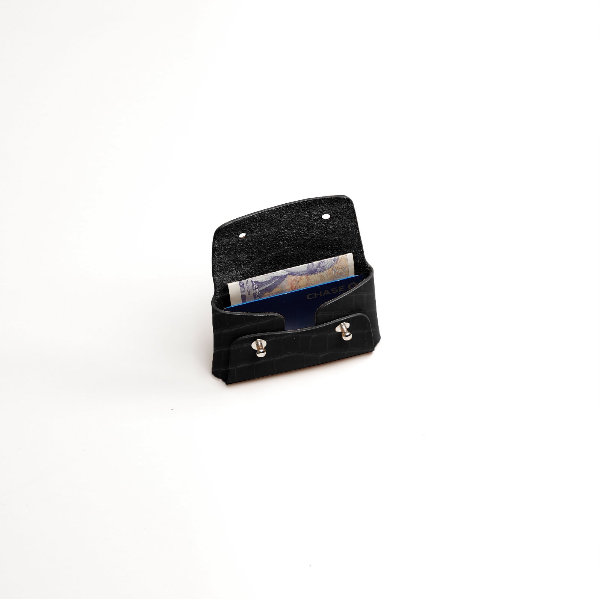 Black Croco Kuai Small Pouch