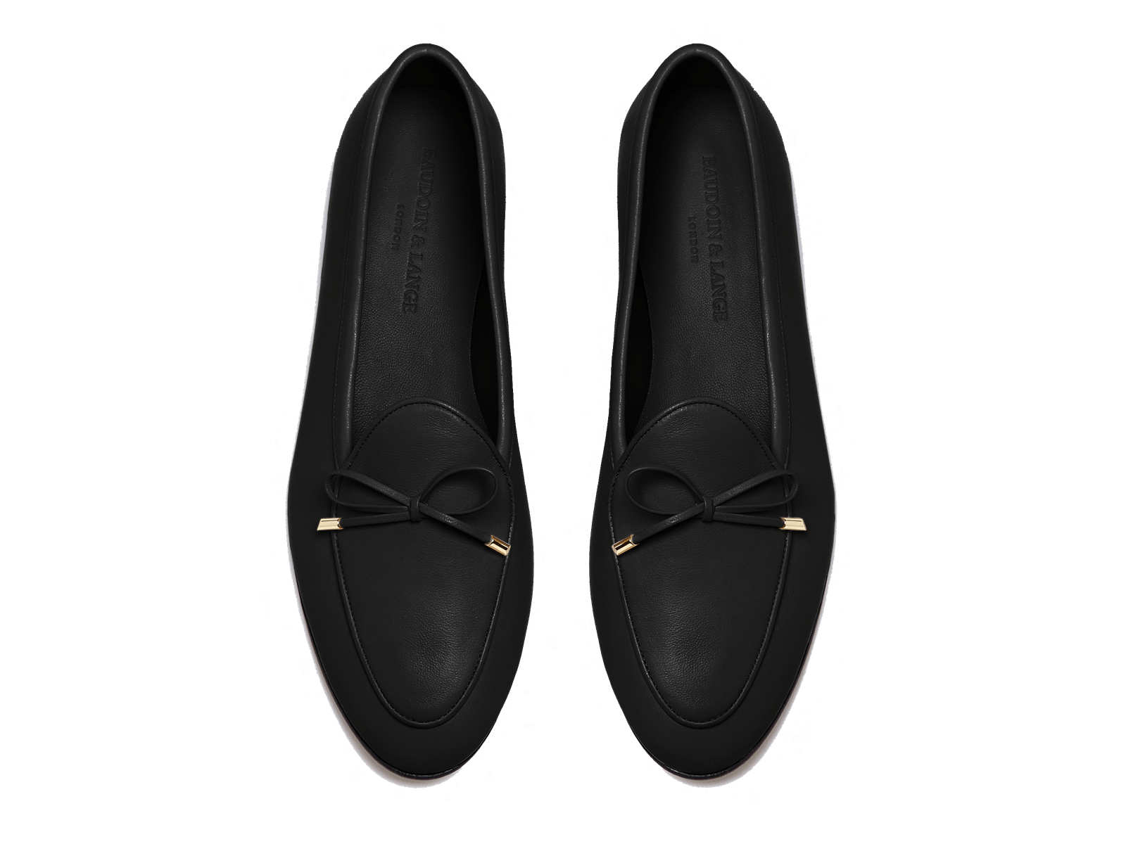 Sagan Classic String Loafers in Black Nappa with Metal Caps