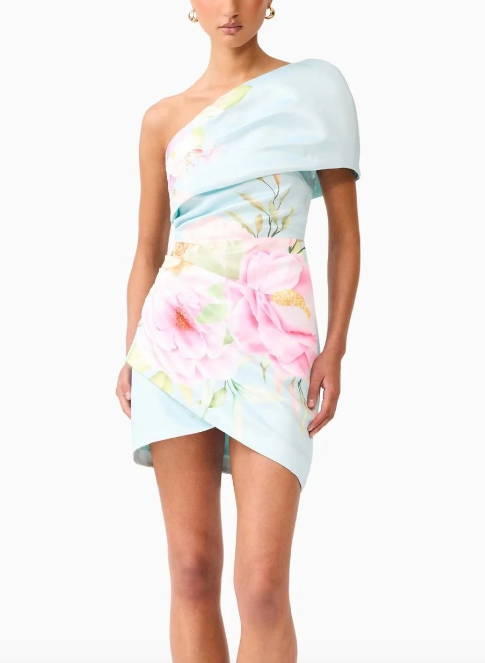 Elliatt Harper Asymmetrical Mini Dress - Baby Blue Floral Size S/UK8