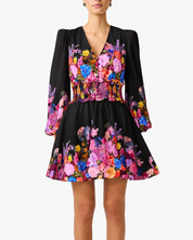 Elliatt Alice Long Sleeve Mini Dress - Black Floral Size S/UK8