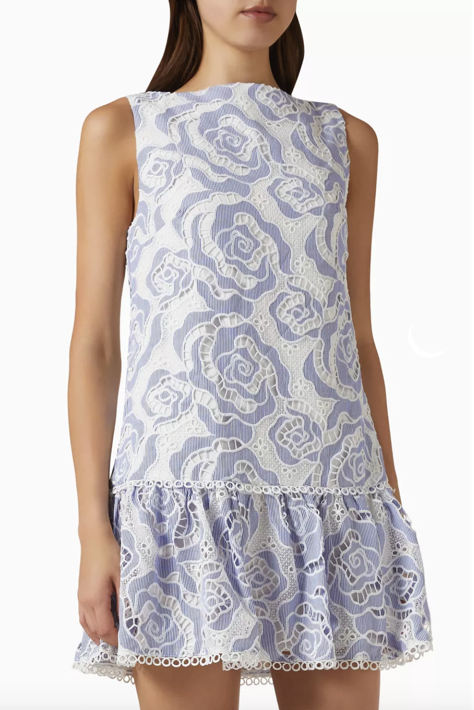 Elliatt CURAAE Claude Embroidered Mini Dress - Light Blue Size S/UK8