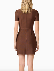 Elliatt CURAAE Khloe Crepe Knit Mini Dress - Brown Size S/UK8