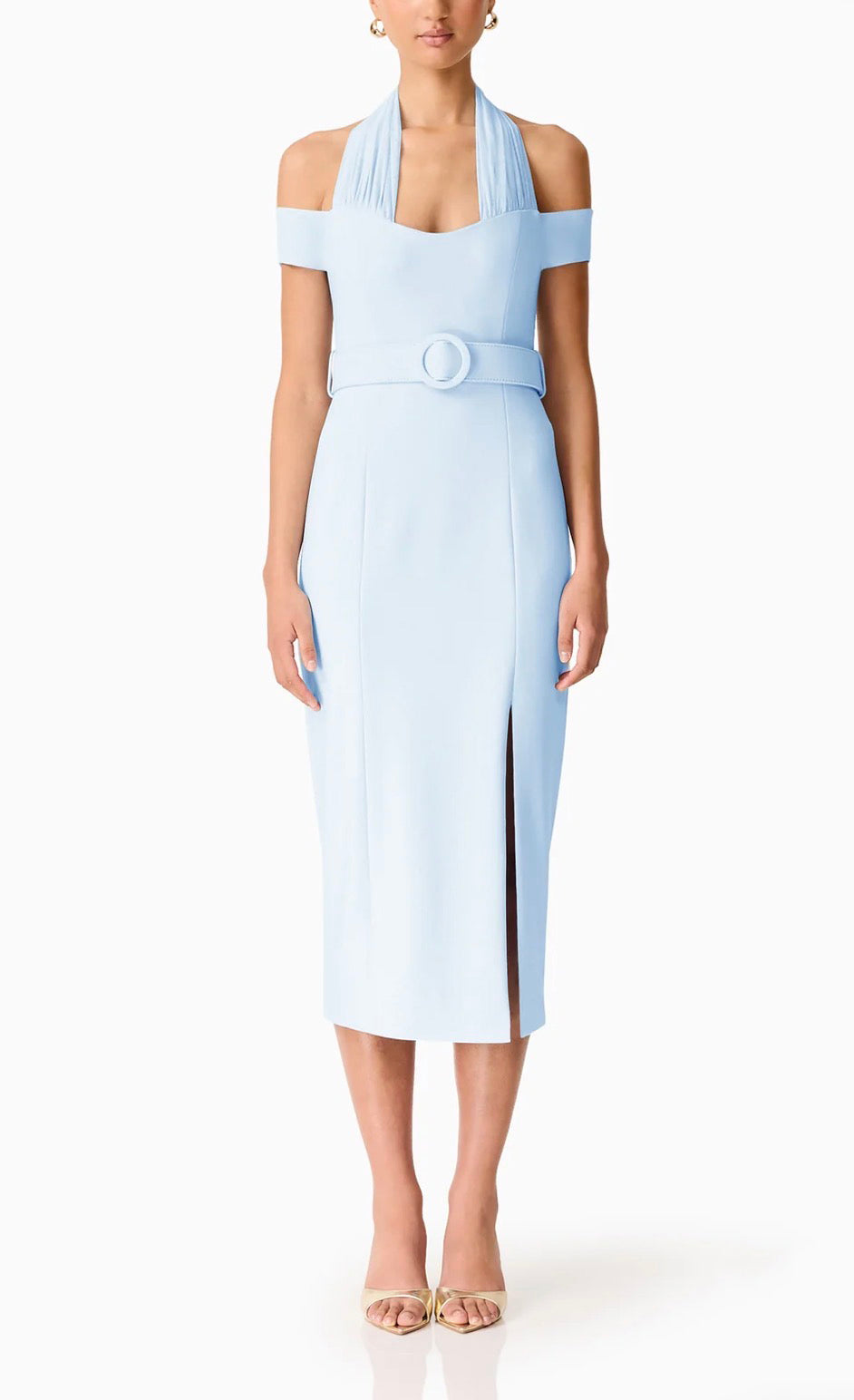 Elliatt Ruby Halter Midi Dress - Blue Size S/UK8
