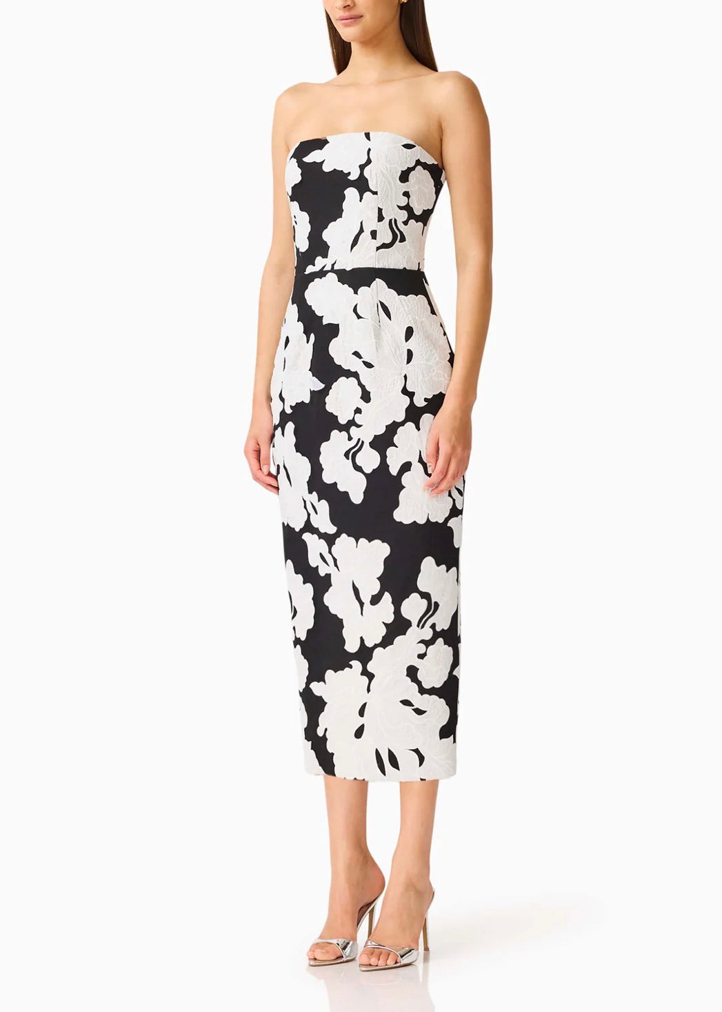 Elliatt Bloomnoir Column Midi Dress - Black / White Size S