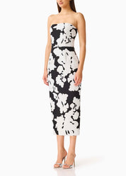 Elliatt Bloomnoir Column Midi Dress - Black / White Size S
