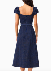 Elliatt Melody Jacquard Short Sleeve Midi Dress  - Blue Size S/UK8