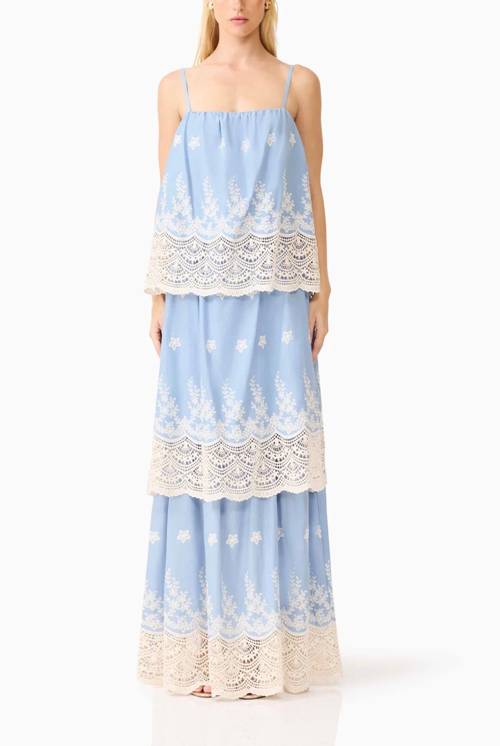 Elliatt CURAAE Estella Maxi Dress - Blue & Cream Size S/UK8