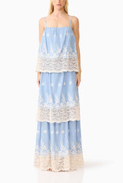 Elliatt CURAAE Estella Maxi Dress - Blue & Cream Size S/UK8