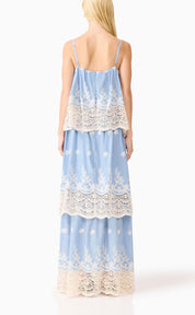 Elliatt CURAAE Estella Maxi Dress - Blue & Cream Size S/UK8