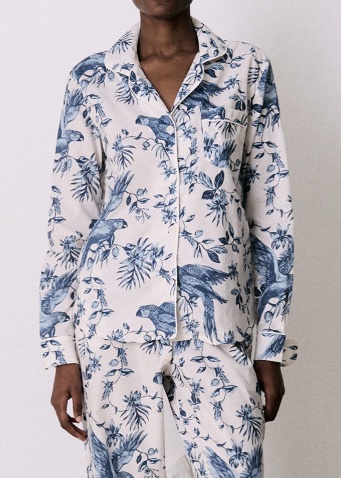 Desmond & Dempsey - Bromley Parrot Shirt Blue - Size XS