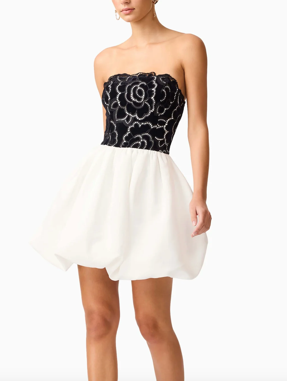 Elliatt Eris Strapless Mini Dress - Black & White Size S/UK8