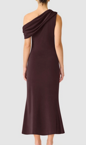 Elliatt Simone One Shoulder Maxi Dress - Chocolate Brown Size S/UK8