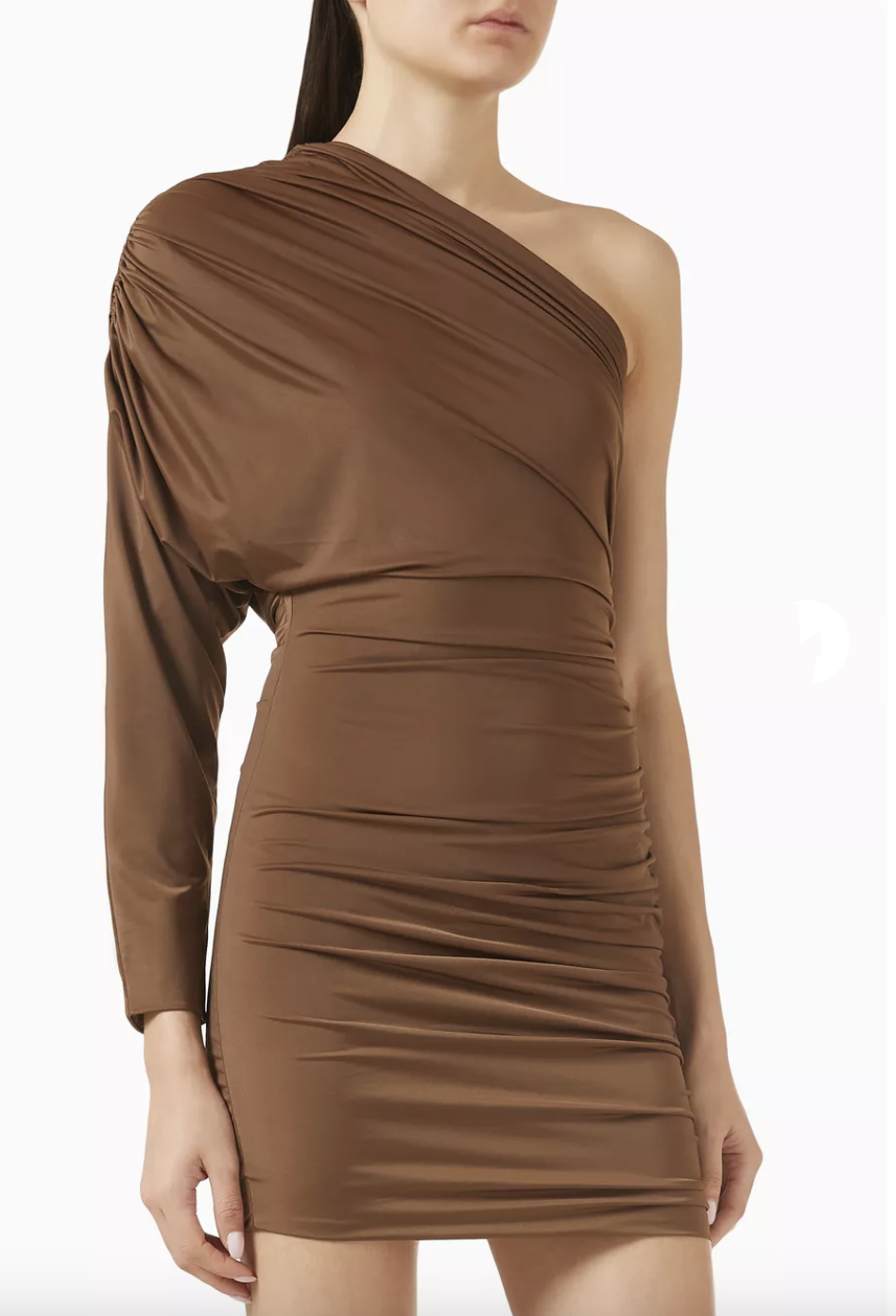 Elliatt CURAAE Tabitha Ruched Mini Dress - Brown Size S/UK8