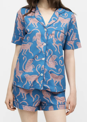 Desmond & Dempsey - CHANGO Blue/Pink Pyjama Shirt - Size XL