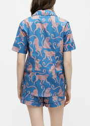 Desmond & Dempsey - CHANGO Blue/Pink Pyjama Shirt - Size XL