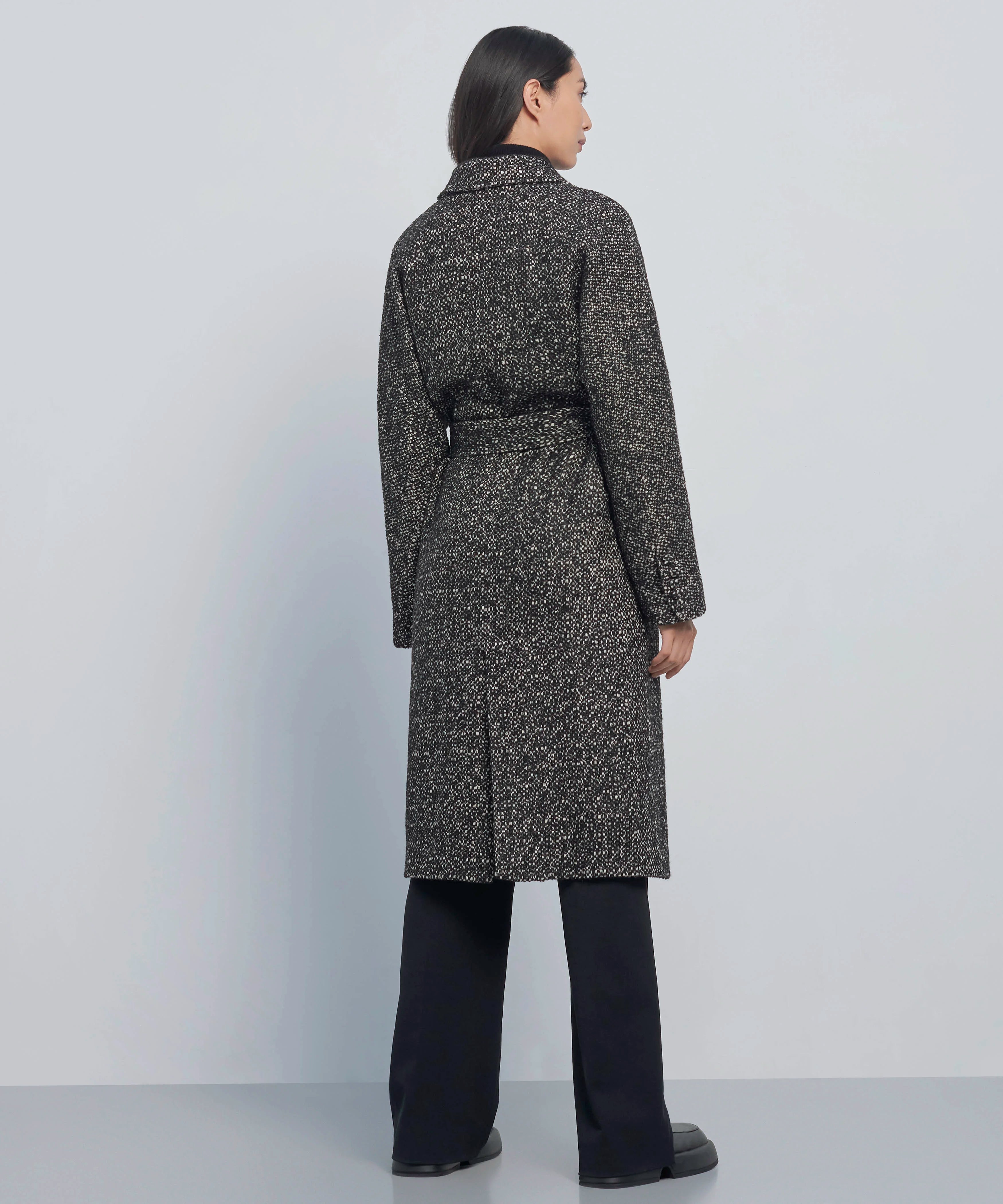 Oversized Wool Blend Belted Coat With Batwing sleeve