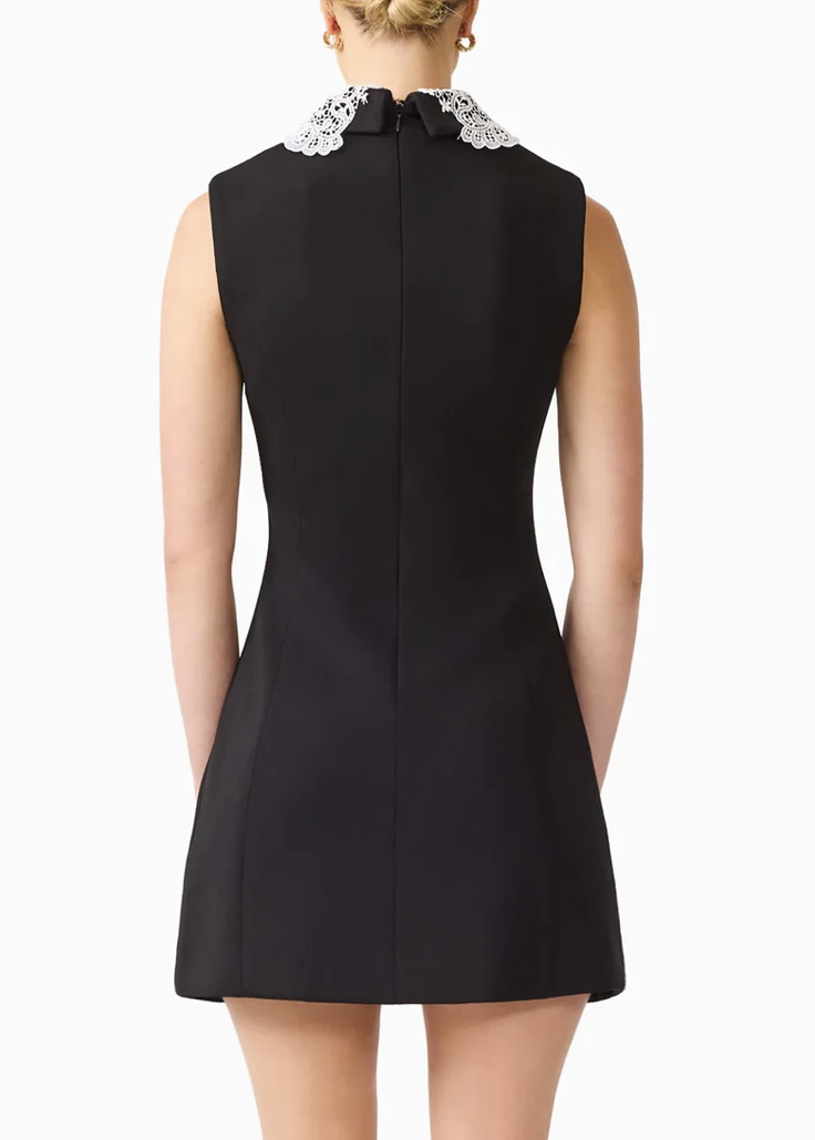 Elliatt Elysia Lace Collar Mini Dress - Black/White Size S