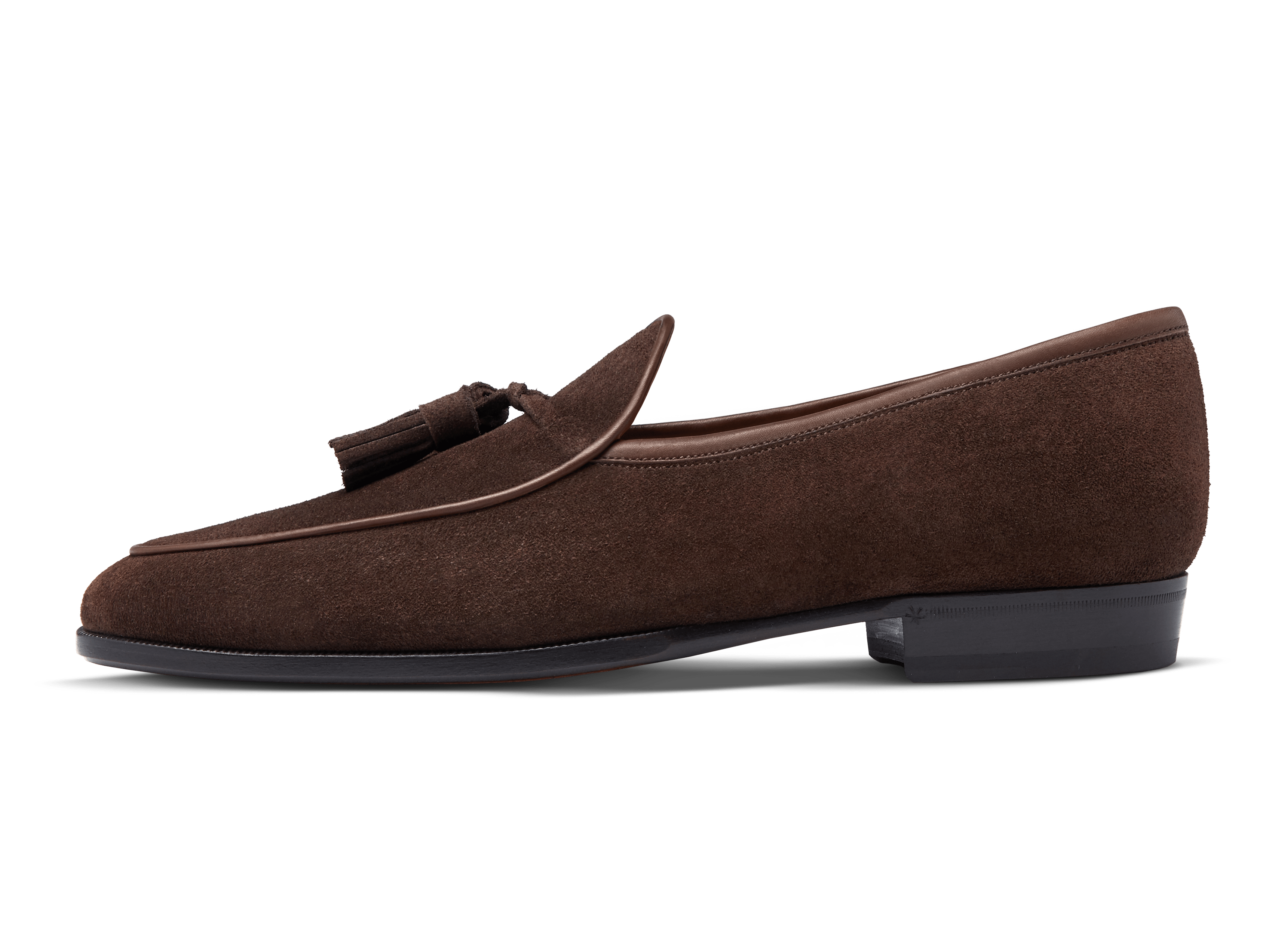 Mens Tassel Loafers in Dark Brown Suede 