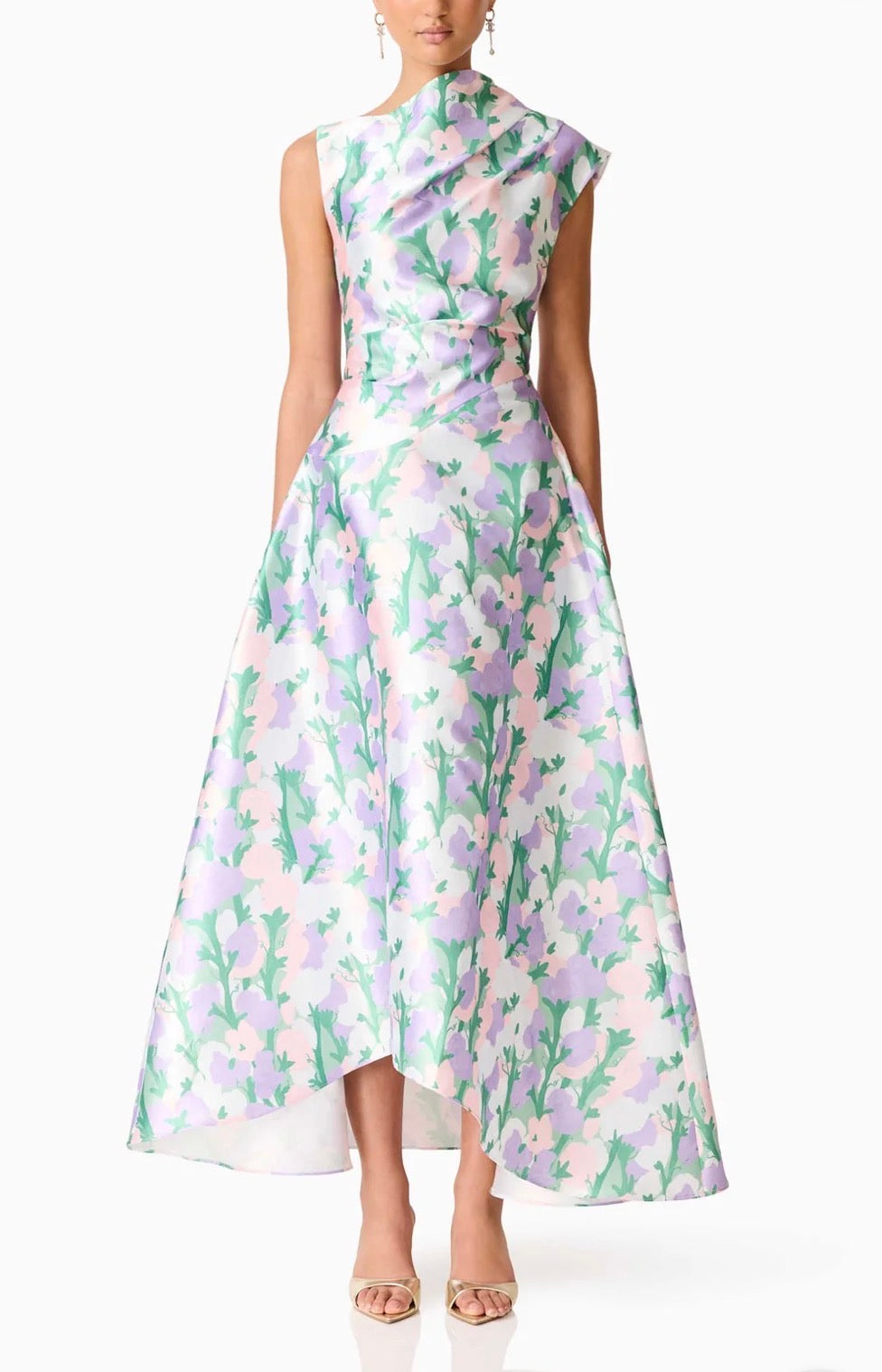 Elliatt Lavina Asymmetrical Gown - Green & Purple Size S/UK8