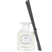 A PACIFIC SPA scented diffuser with a clear glass bottle and black reeds, labeled with 'Nature's Own' brand.
