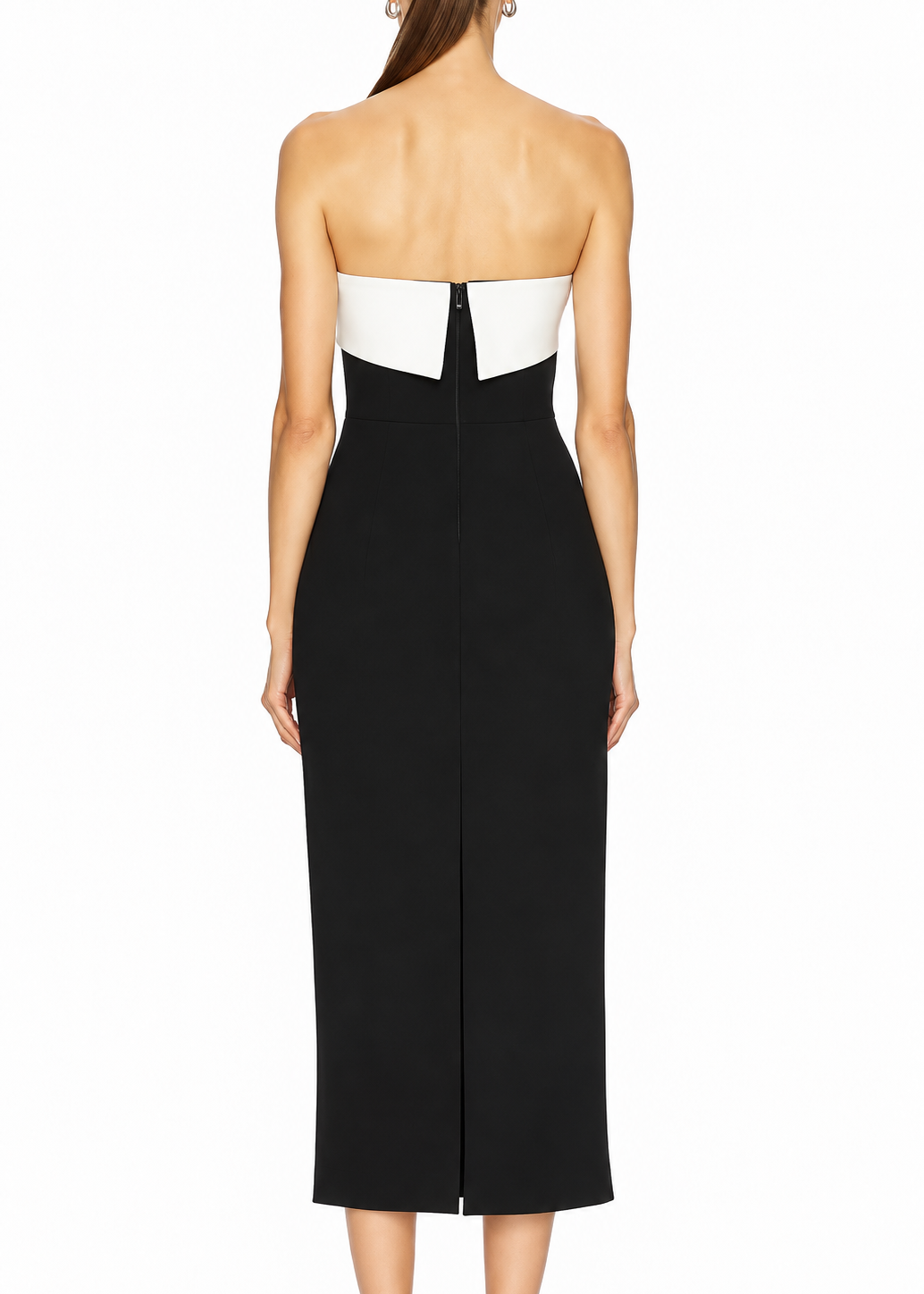 Elliatt Elysia Satin Contrast Midi Dress - Black/White Size S