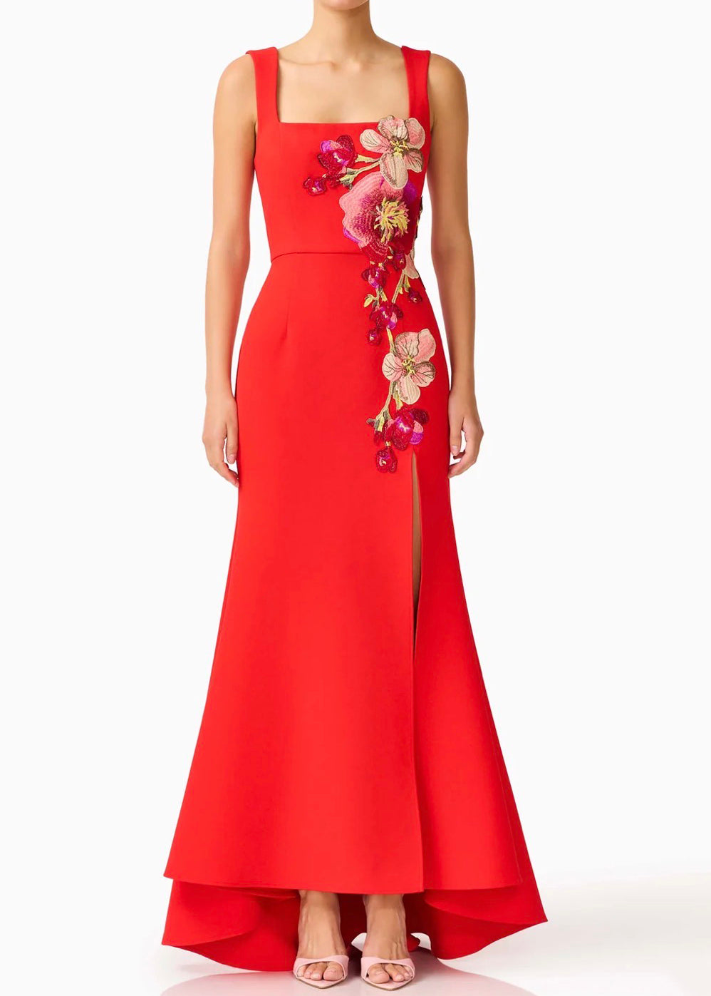 Elliatt Fleurisca Embroidered Gown - Scarlet Red Size S