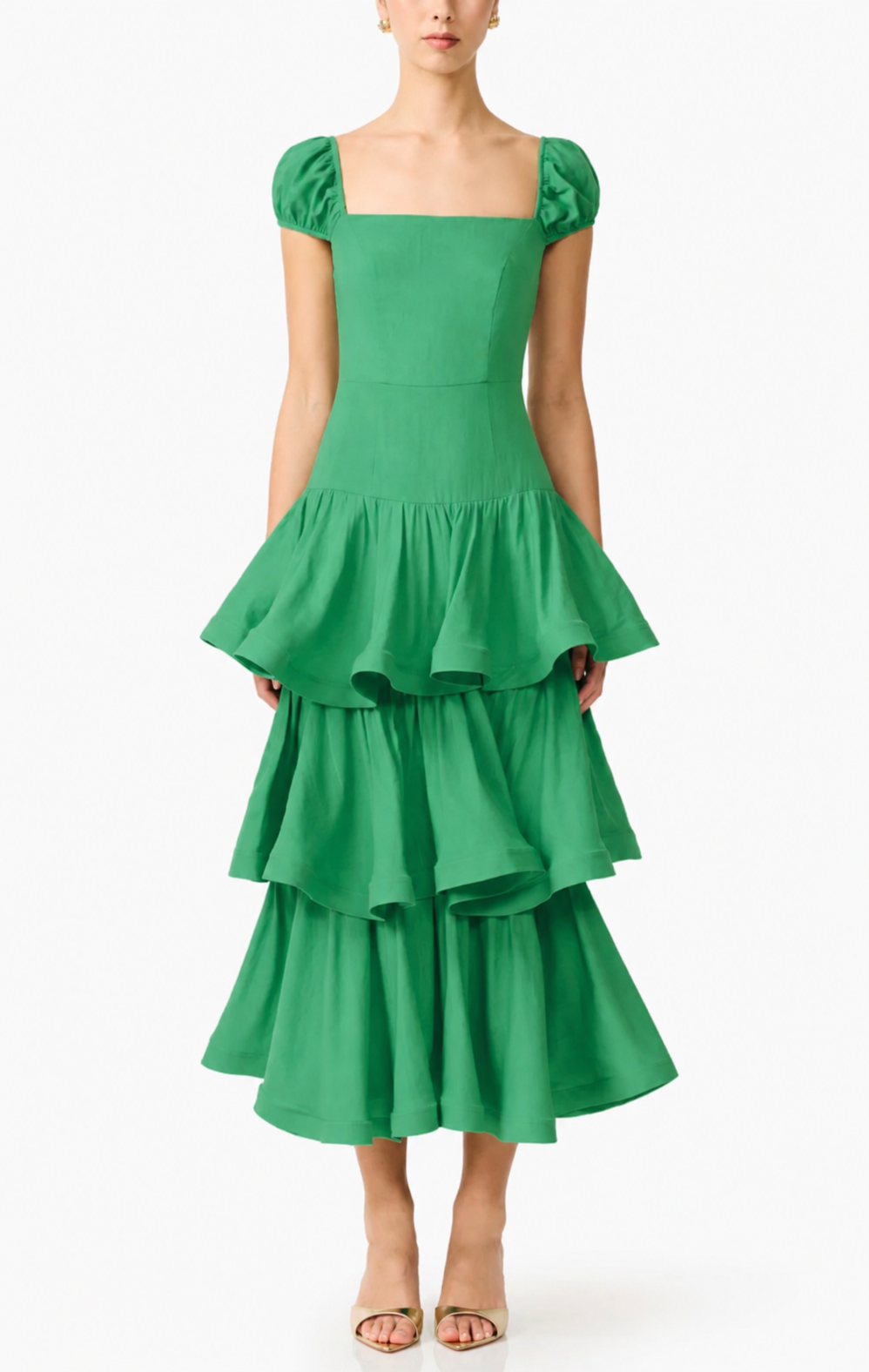 Elliatt Emilie Tiered Maxi Dress - Green Size S/UK8