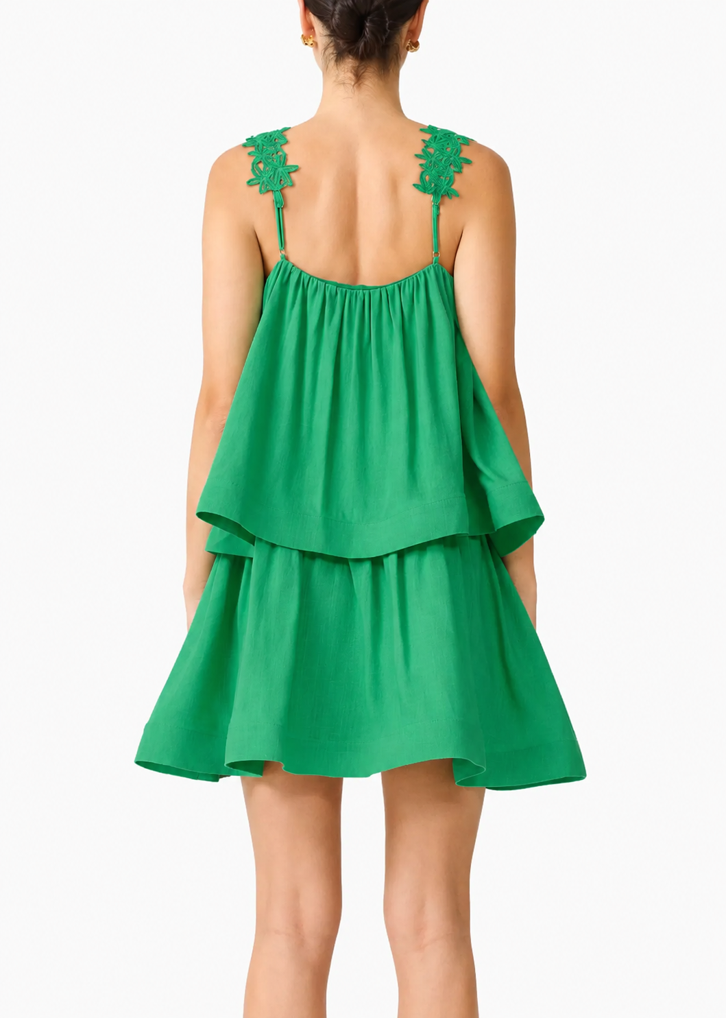 Elliatt Emilie Tiered Mini Dress - Green Size S/UK8