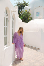 HELENE CAFTAN CROCHET SEQUINS LAVENDER