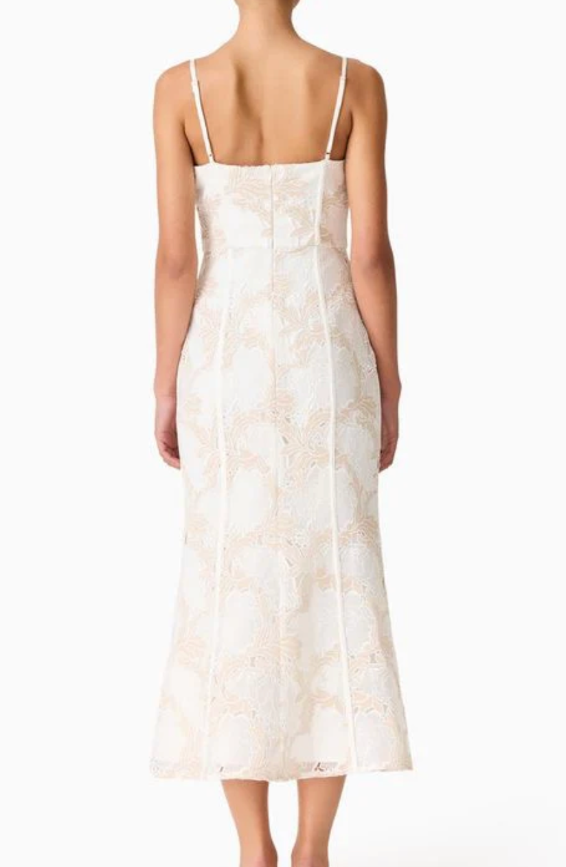 Elliatt Kira Midi Dress - Ivory & Gold Size S/UK8