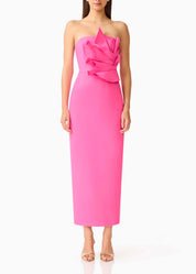 Elliatt Laurentia Strapless Column Midi Dress - Fuchsia Pink Size S