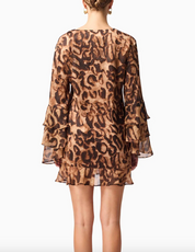 Elliatt CURAAE Zali Long Sleeve Mini Dress - Leopard Print Size S/UK8