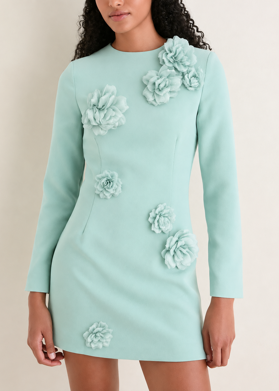 Elliatt Leonara Long Sleeves Mini Dress - Sage Green Size S