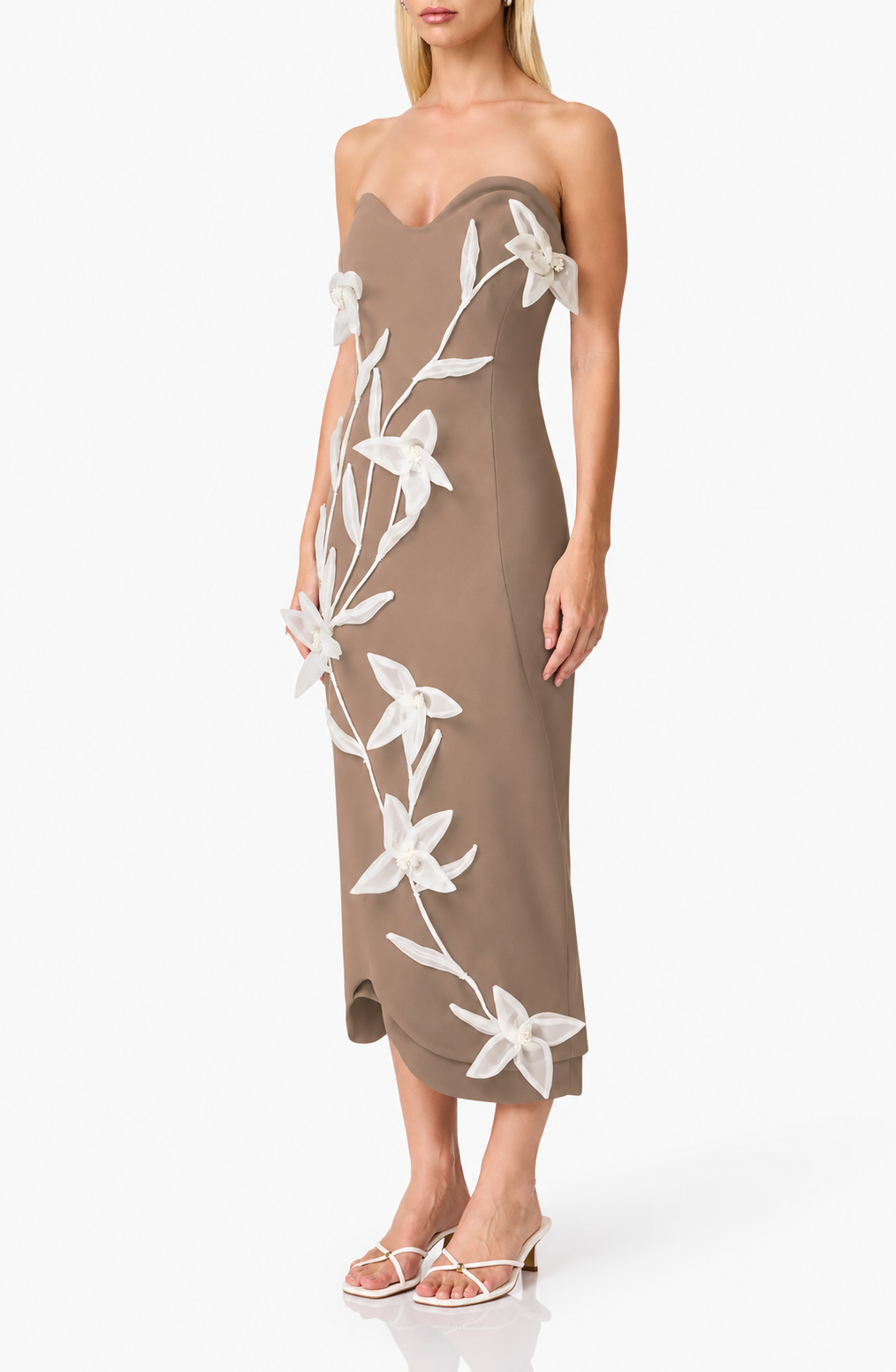 Elliatt Ilaria Sweetheart Midi Dress - Mocha Size S/UK8