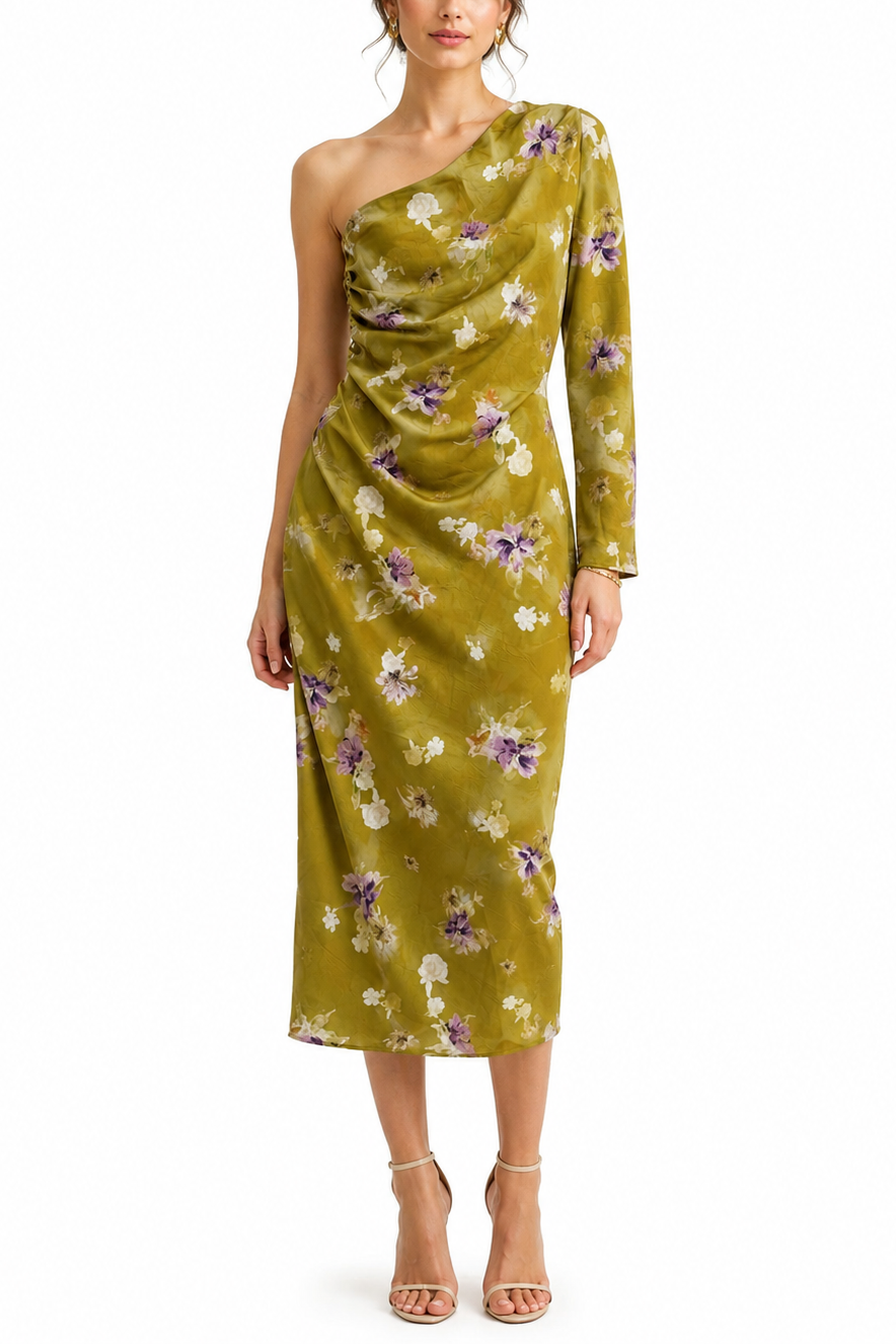 Elliatt CURAAE Noir Midi Dress - Olive Floral Size S/UK8