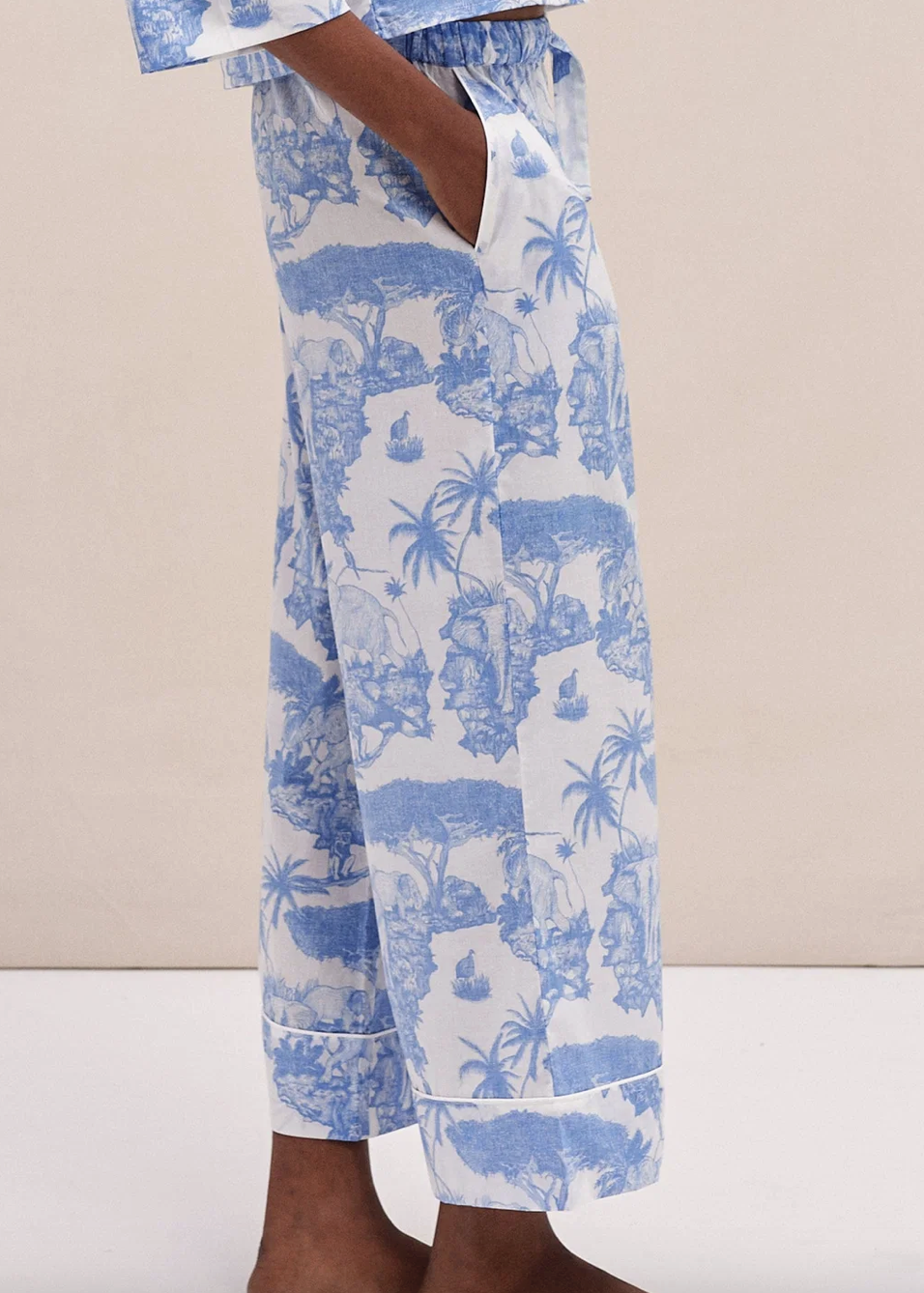 Desmond & Dempsey - LOXODONTA Blue Pyjama Long Pants