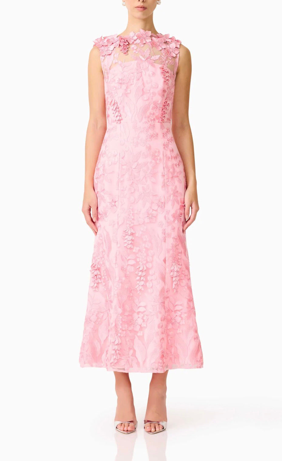 Elliatt Monique Floral Applique Midi - Pink Size S/UK8